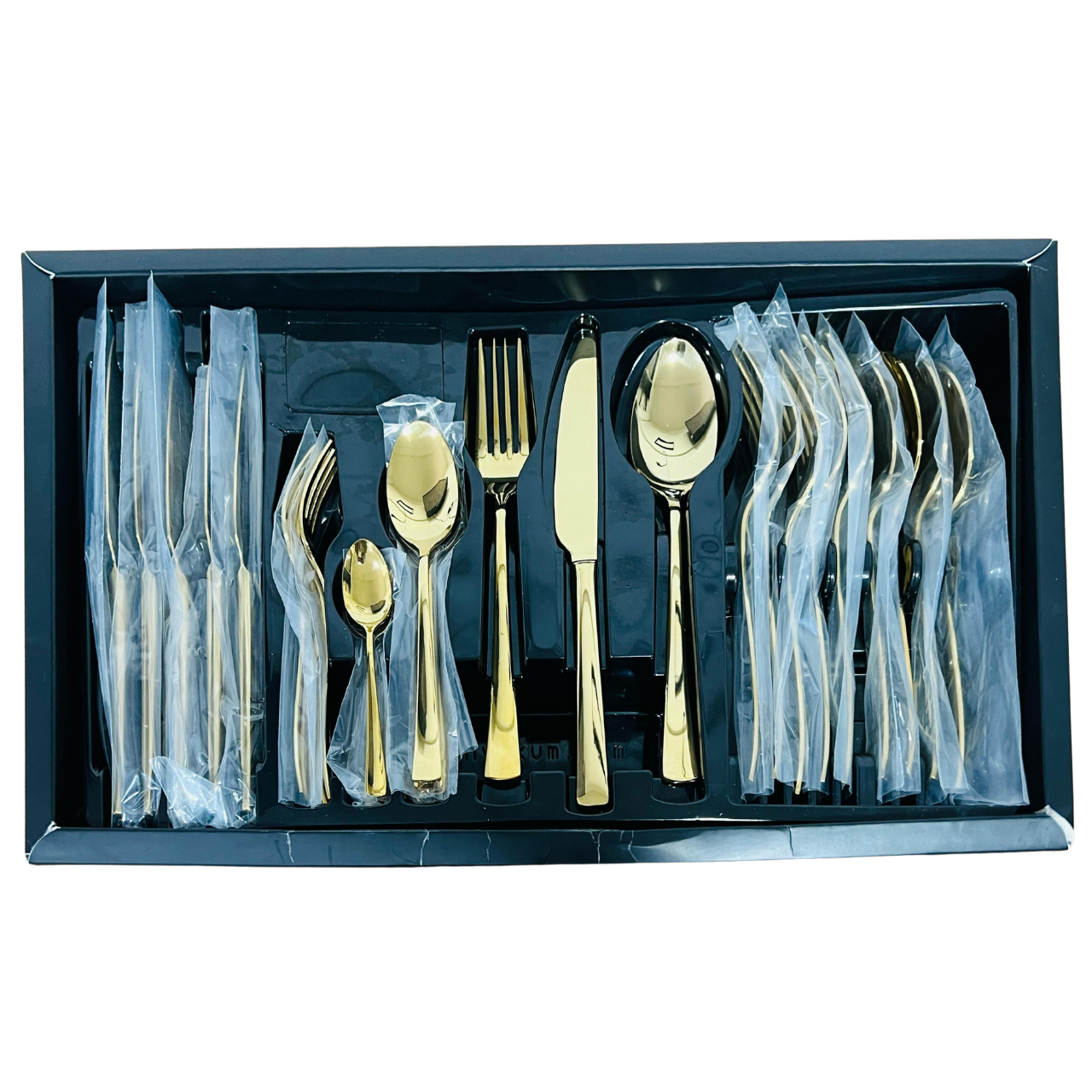 30pcs Cutlery Dinner Set Stainless Steel 18/10 Metal Stand Rack Forks Tea Spoons