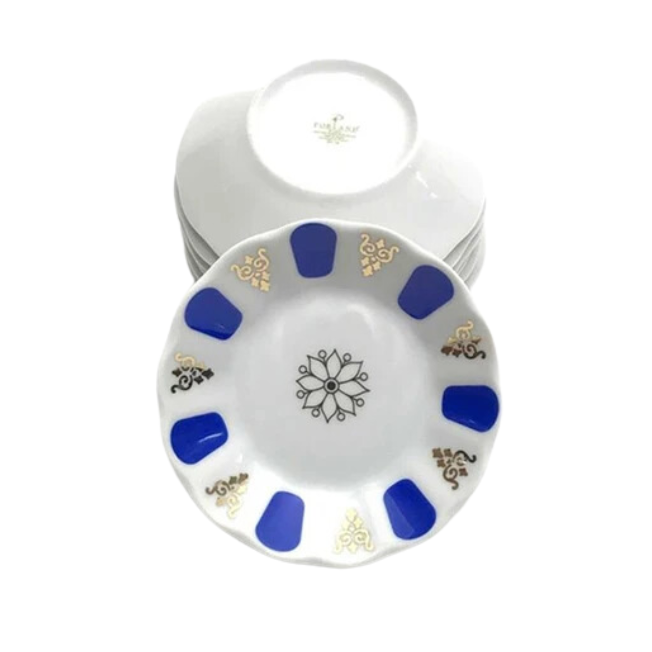 (SET OF 6) Authentic Turkish Traditional Plastic Tea Saucer 10 cm Blue