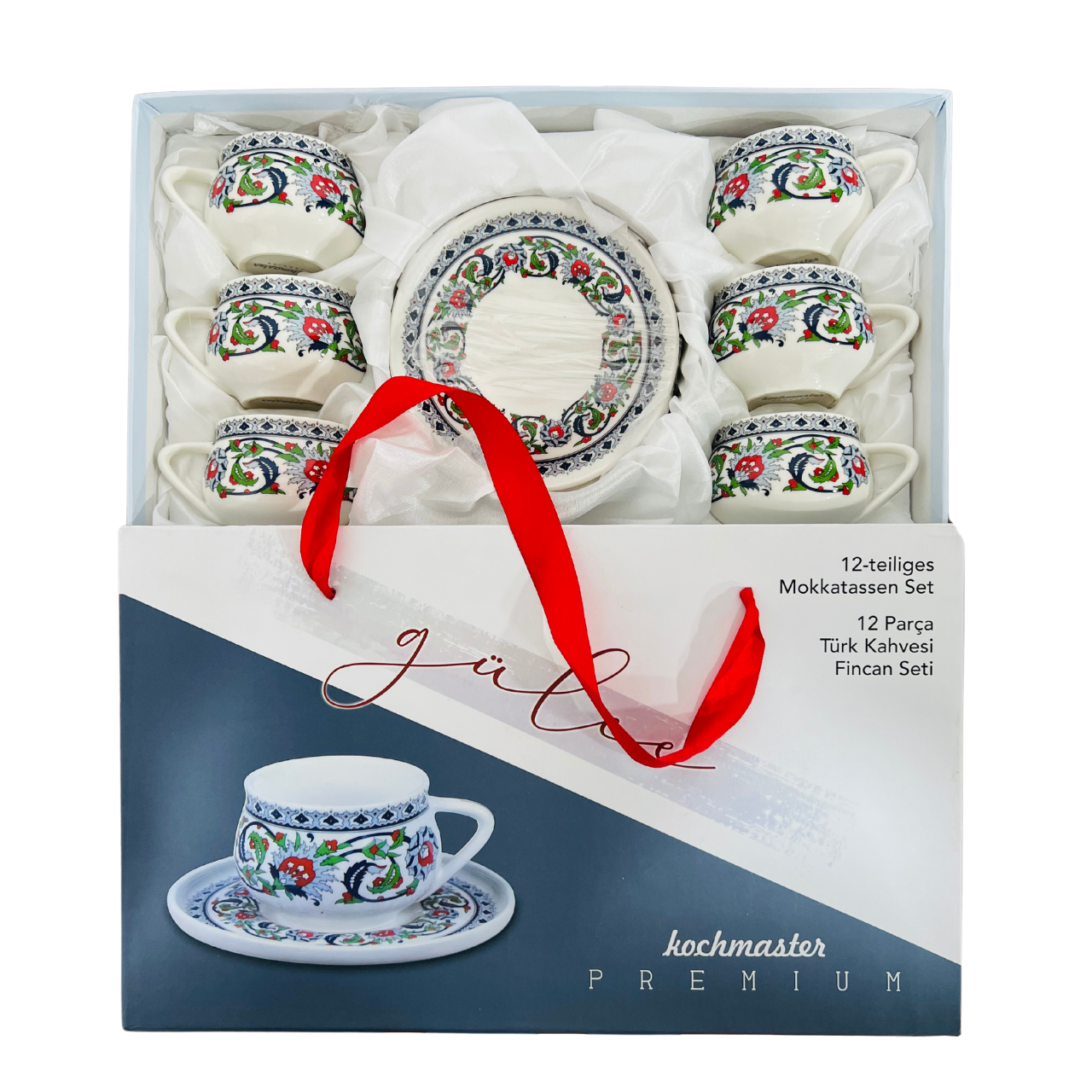 Kochmaster Gulce Espresso Set Decorative Plate Tea Cup & Saucer Set (6 Person)
