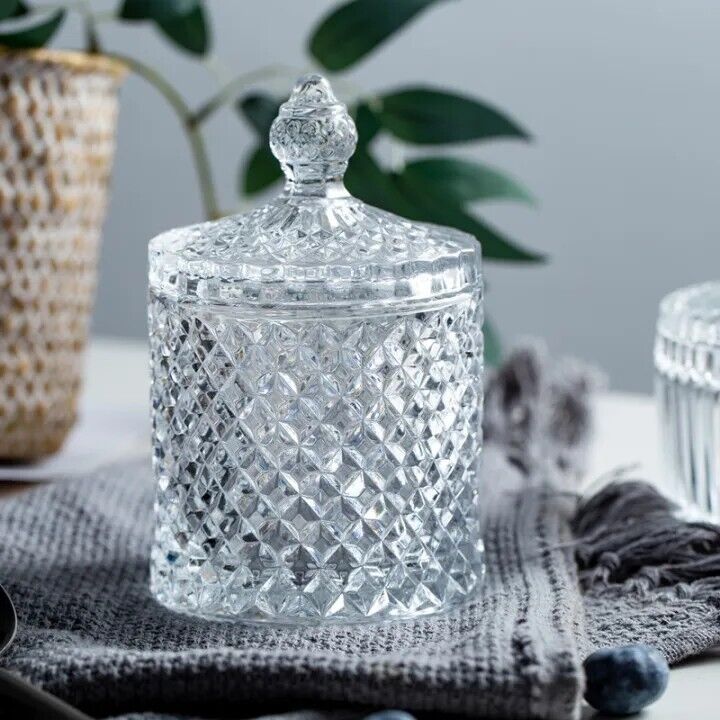 Candy Dishe With Lid,Decorative Candy Jar,Glass Storage Jar,Crystal Candy Jar