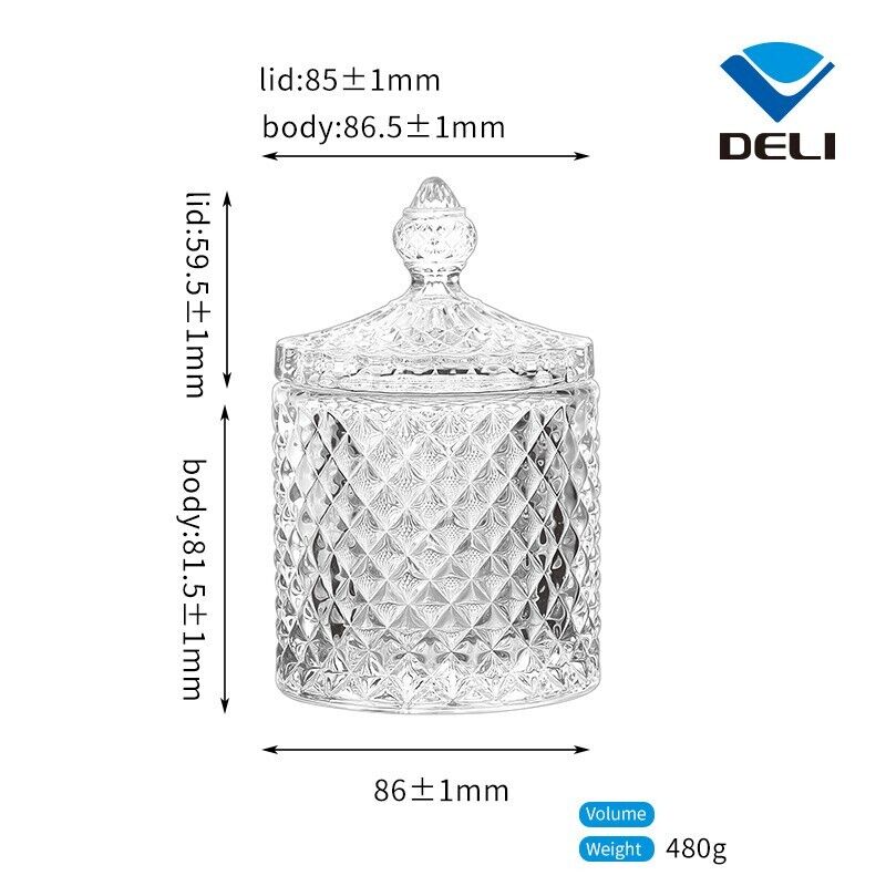 Candy Dishe With Lid,Decorative Candy Jar,Glass Storage Jar,Crystal Candy Jar - Image 3