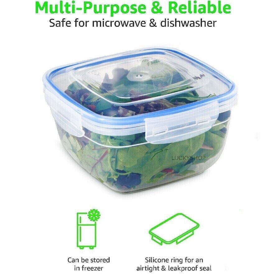 900ml Square Leakproof Food Storage Containers Clip Lock Seal With Airtight Lids - Image 9