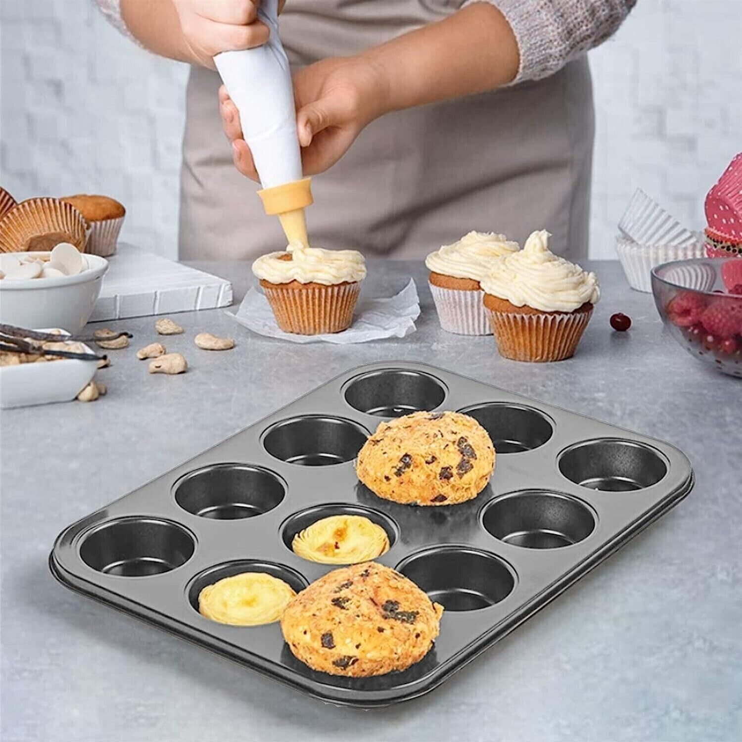 Large 24 Cup Muffin Cake Pan Baking Tray Deep Tin Fairy Cupcake Steel Bakeware - Image 2
