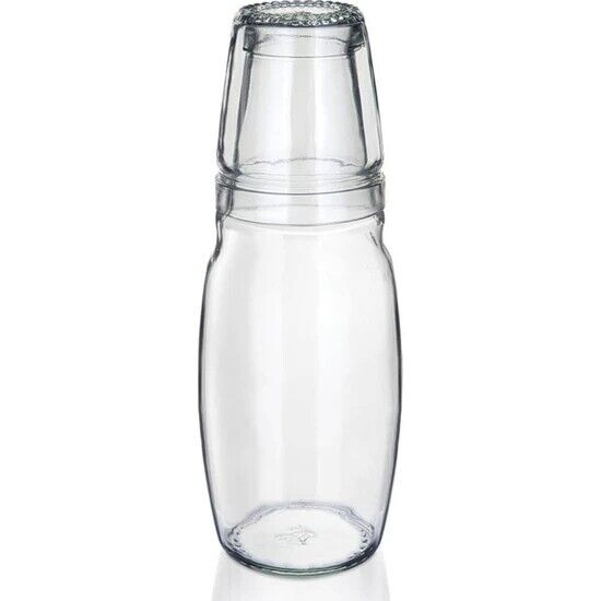 1 Litre Bedside Table Drink Set Clear Carafe Jug Pitcher Glass Tumbler Cup Desk