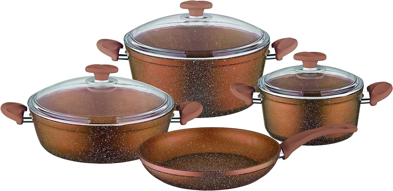 Optimum Non-Stick Granite Coating Cooking Set Casserole & Maxi Fry Pan Set of 7