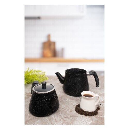 Turkish Teapot Set - Aluminium Casting Bio Granite, Double Pots 2.30lt & 1.20lt - Image 2